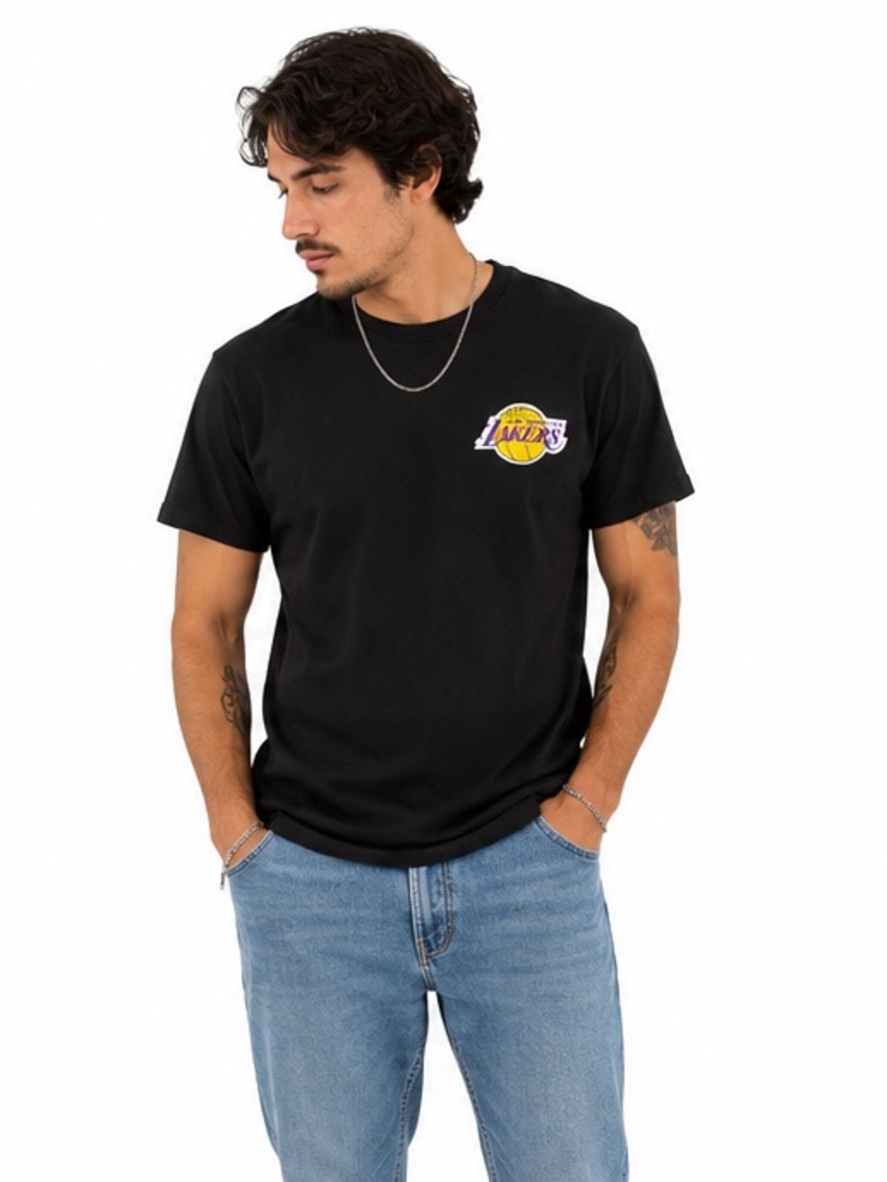 Los Angeles Lakers NBA Black Logo T-Shirt Size Large Basketball Tee